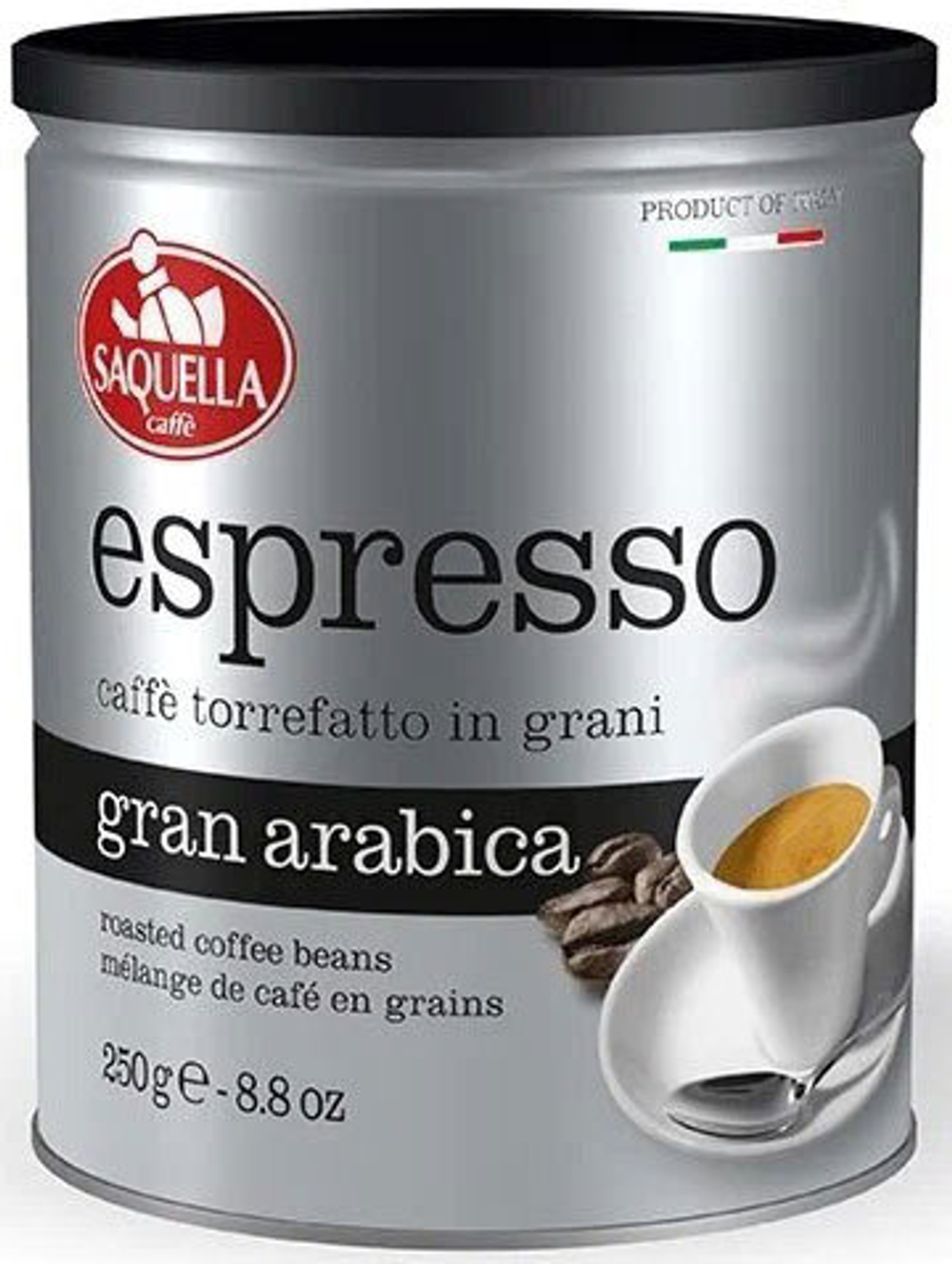 Кофе зерновой Saquella Espresso Gran Arabica в банке 250 г