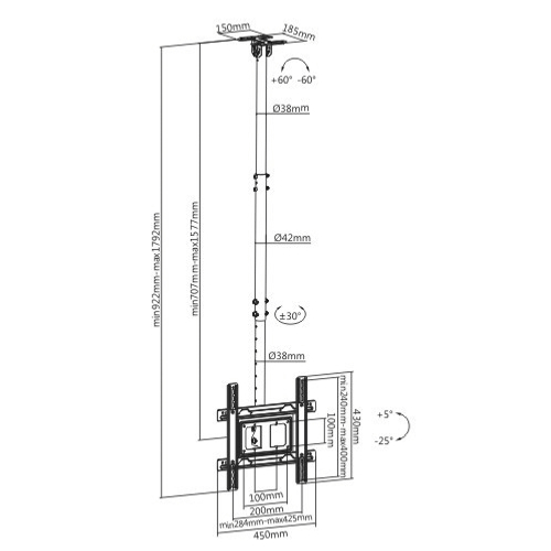 Крепление для дисплея потолочное FIX PLB-CE1044-01
