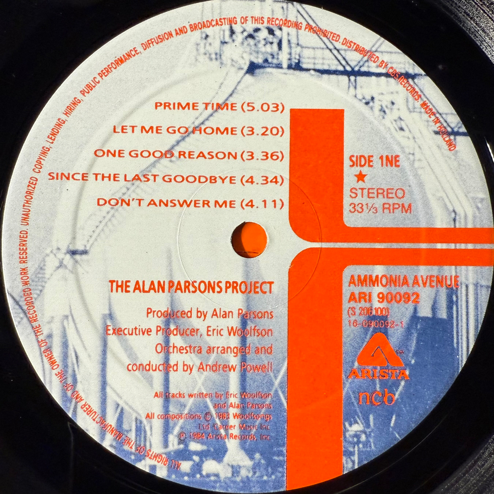 The Alan Parsons Project ‎– Ammonia Avenue (Скандинавия 1984г.)