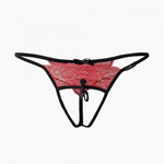 Трусики с доступом и красным кружевом Le Frivole Easy to love (S/M, 42-44)