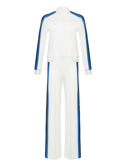 Спортивный костюм спорт-шик белый с черно-синими полосками