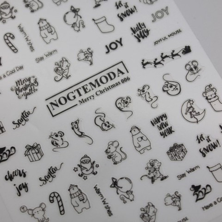 Наклейки новогодние MERRY CHRISTMAS NogteModa №006