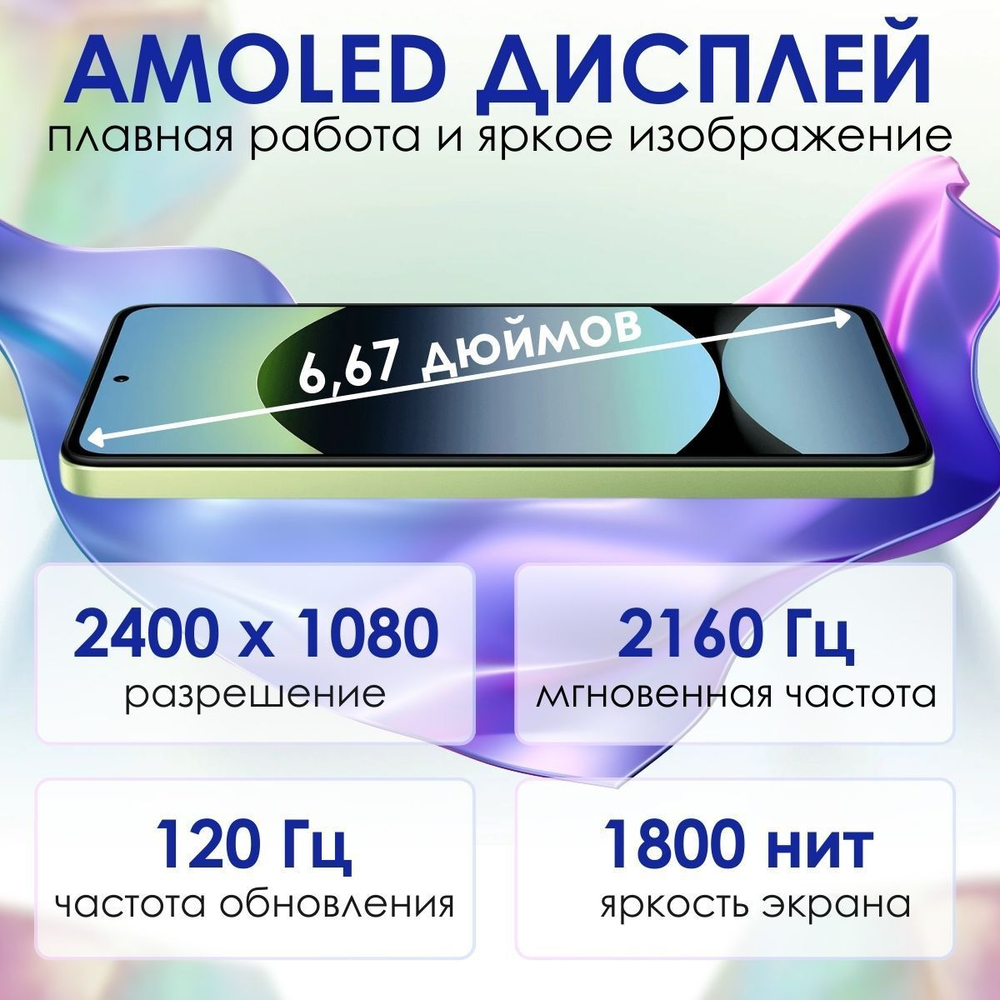 Смартфон Xiaomi Redmi Note 14 4G 6/128Gb светло-зеленый RU