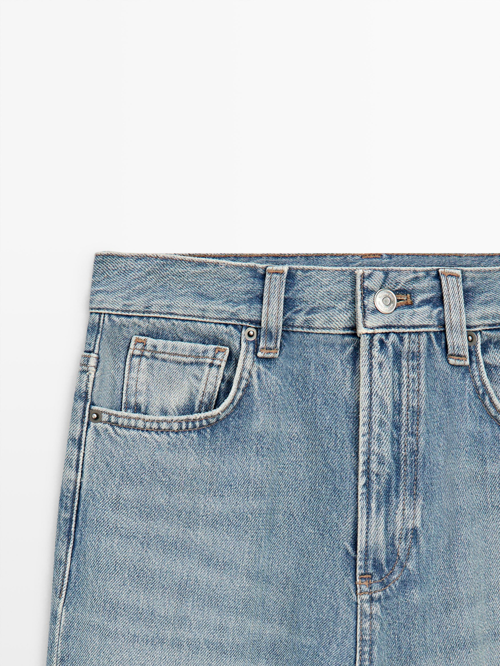 Massimo Dutti Джинсы с высокой талией и широкими штанинами, светло-голубой