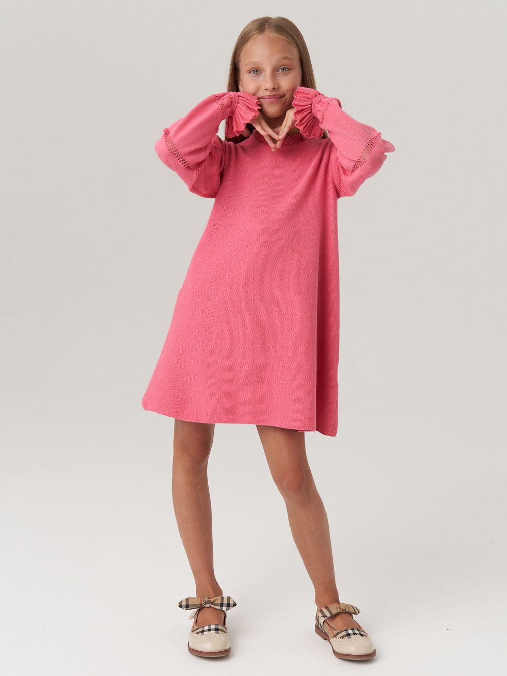 Платье для девочки с длинным рукавом AT1039 коралловый