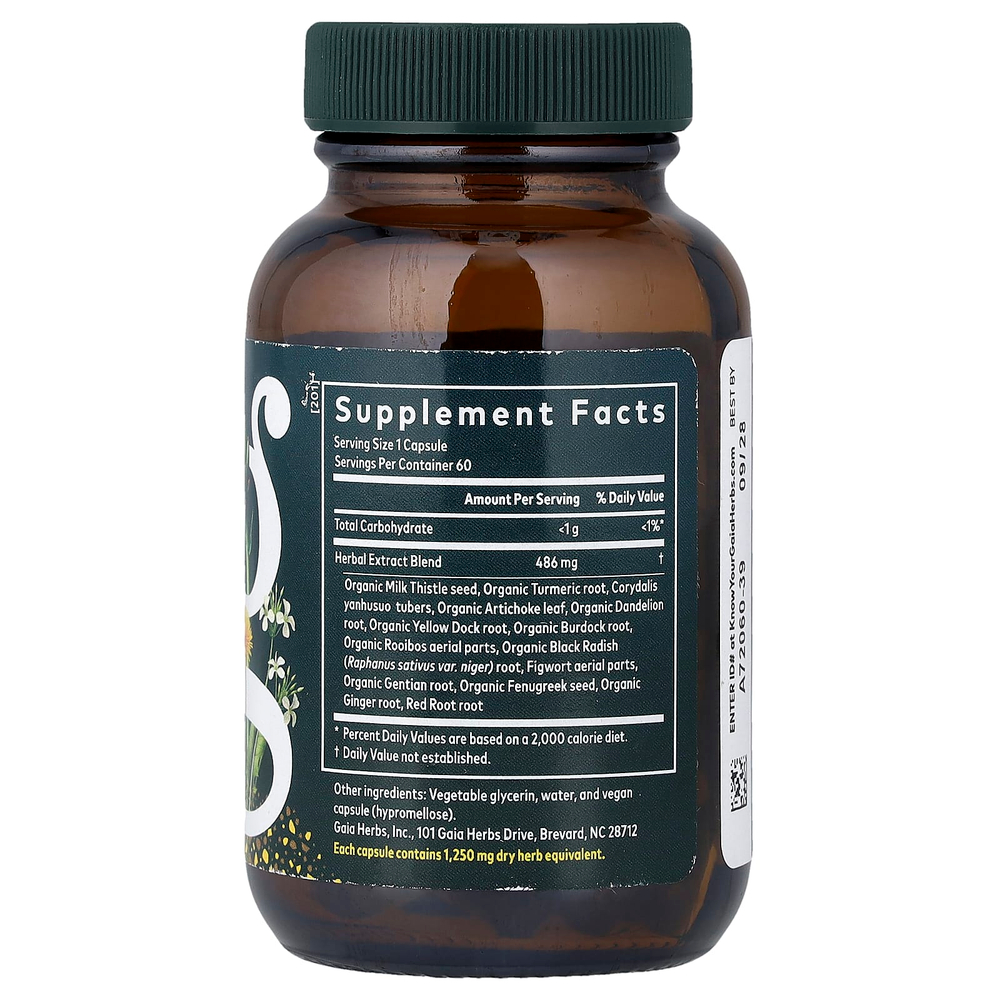 Gaia Herbs, Liver Cleanse, средство для очищения печени, 60 капсул с фитокапсулами