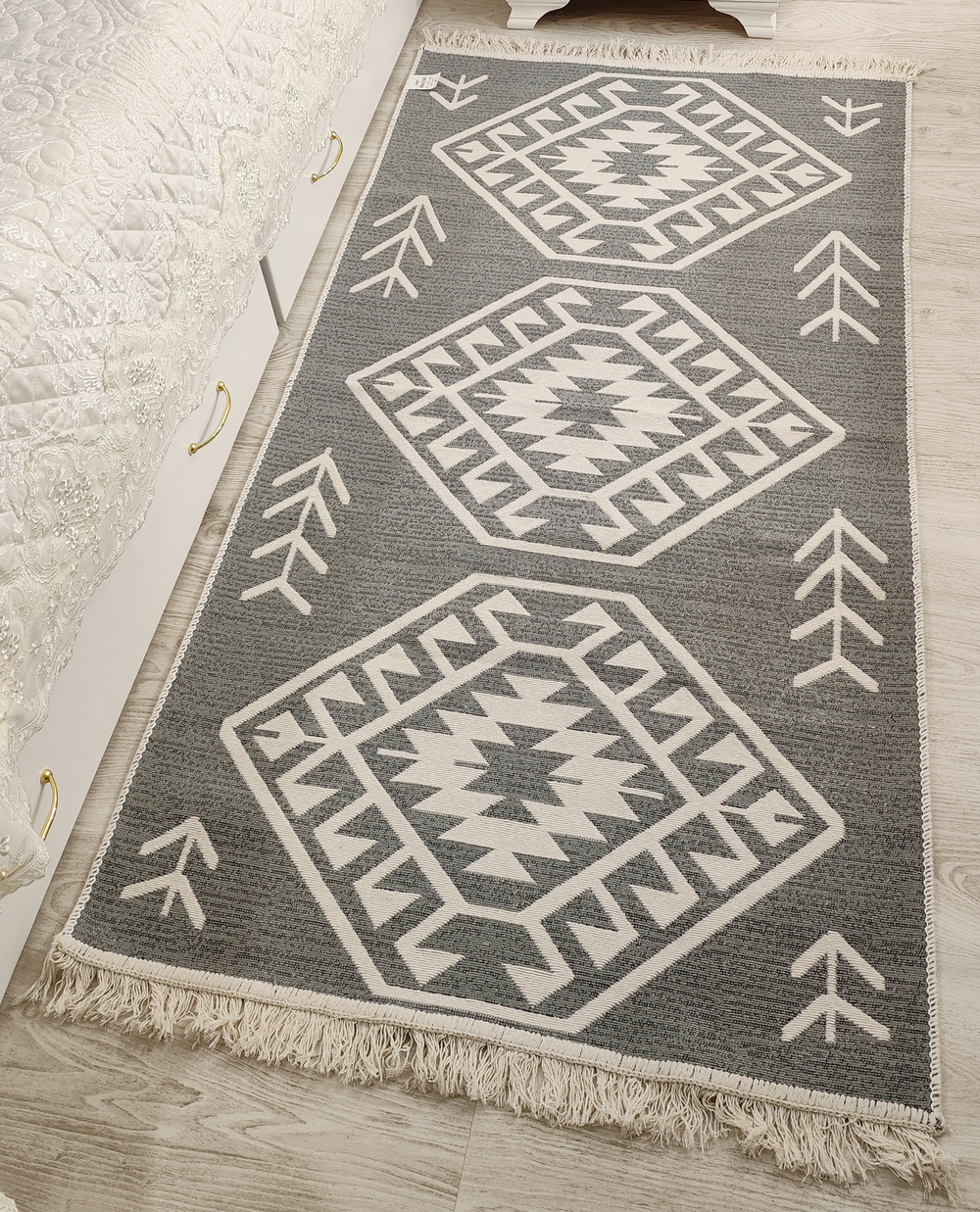 Коврик (килим) 80х150, хлопок 100%, Серый Геометрия
