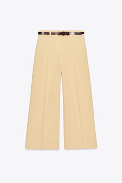 ZARA БРЮКИ-КЮЛОТЫ С РЕМНЕМ, СВЕТЛО-БЕЖЕВЫЙ