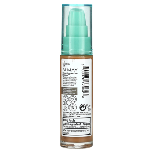Almay, Clear Complexion Makeup, оттенок 710 Natural Tan, 30 мл (1 жидк. унция)