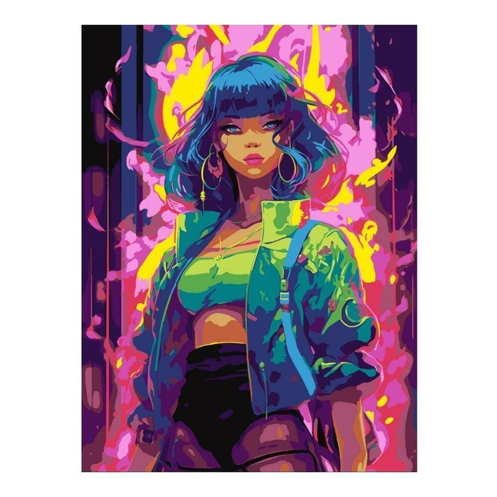 Картина по номерам 28,5*38см "Неоновая девушка" (Lori)