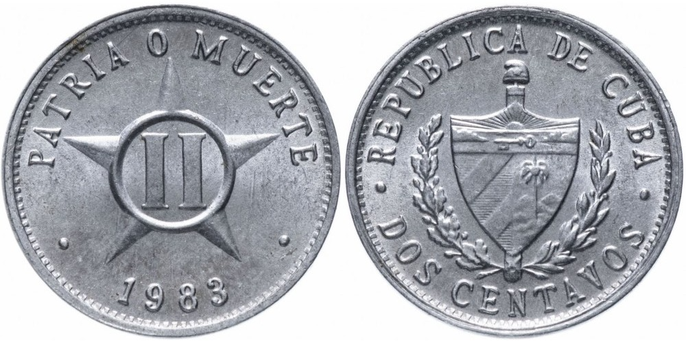 Куба 2 сентаво, 1983 - 2010 Звезда UNC