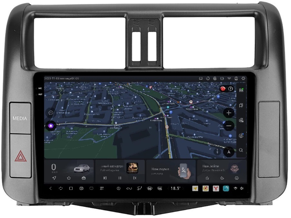 Магнитола для Toyota Land Cruiser Prado 150 2009-2013 (взамен 7" навигации) - Carmedia EW-9613-2 QLed+2K, Android 13, UIS7870 (DUDU7), CarPlay, SIM-слот