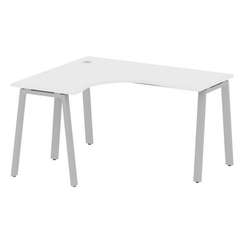 Metal System Стол криволинейный левый на А-образном м/к БА.СА-3 (L) Белый/Металл Серый 1400*1200*750