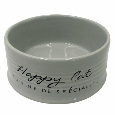 Duvo+ миска для животных керамическая, "happy dog", серая, 14.5см/520мл!