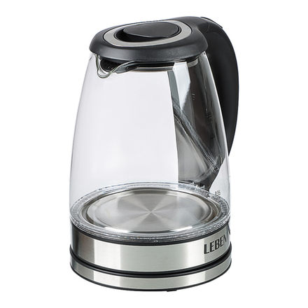 LEBEN Чайник электрический 1,8л стекло, черный