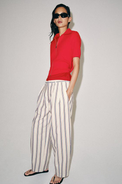 ZARA БРЮКИ BALLOON В ПОЛОСКУ — ZW COLLECTION, ЭКРЮ
