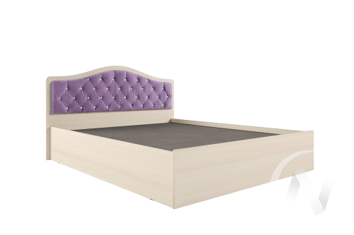 Кровать "Дели 1;6" с осн. настил ДСП 2с (Дуб молочный/Велюр сирень со стразами)