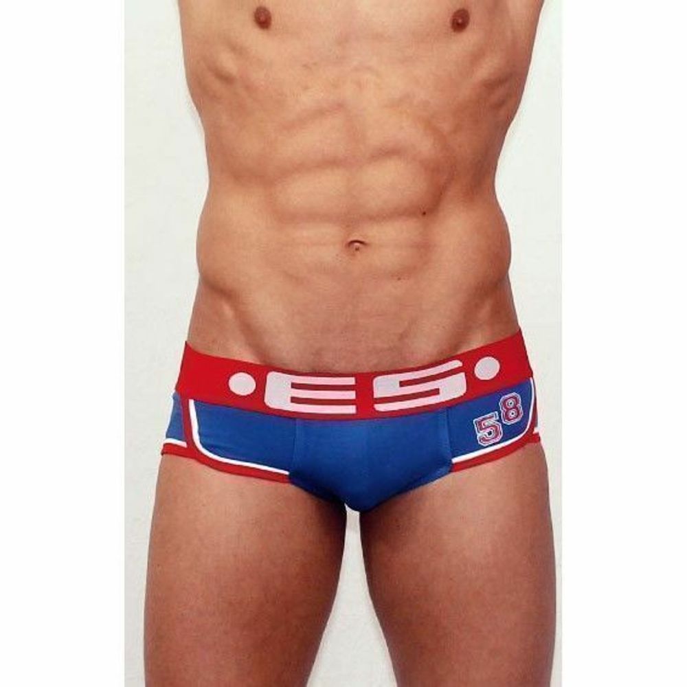 Мужские трусы брифы синие с красным поясом ES 58 Brief