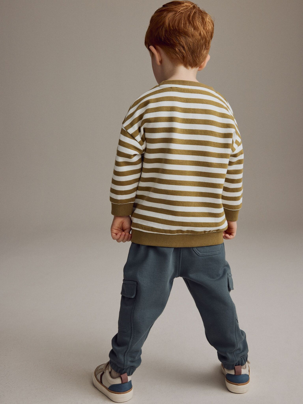 Толстовка и брюки карго в комплекте для мальчика Next B17-571, Хаки, Белый, Синий