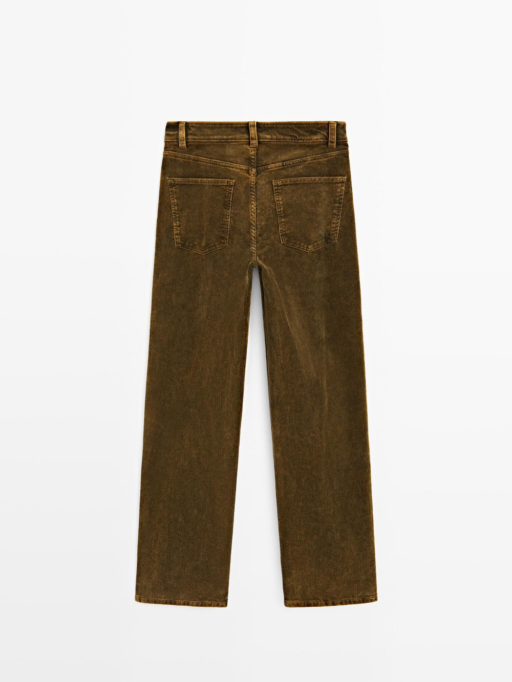 Massimo Dutti Брюки прямого кроя из вельвета, окрашенного сернистым красителем, горчично-желтый