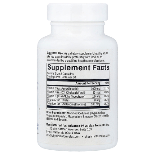 Advance Physician Formulas, Essential 5™ с витаминами C, D, E, цинком и селеном, 60 растительных капсул