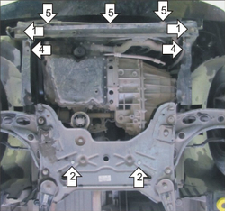 Защита картера Двигателя, КПП. 2 мм, Сталь. для Opel Vivaro 2006-2014, Renault Trafic 2001-2014 MOTODOR.01529