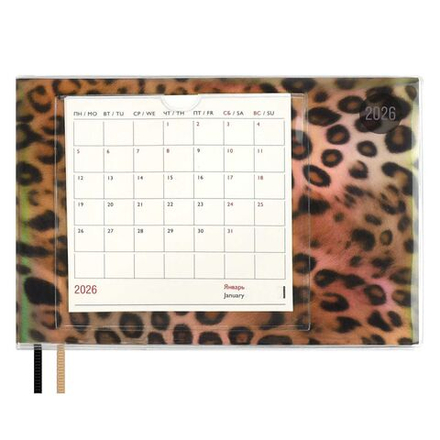 Планинг дат. 2026г 180*127мм 64л., ПВХ, мягк.пер. "Леопард коричневый" ляссе