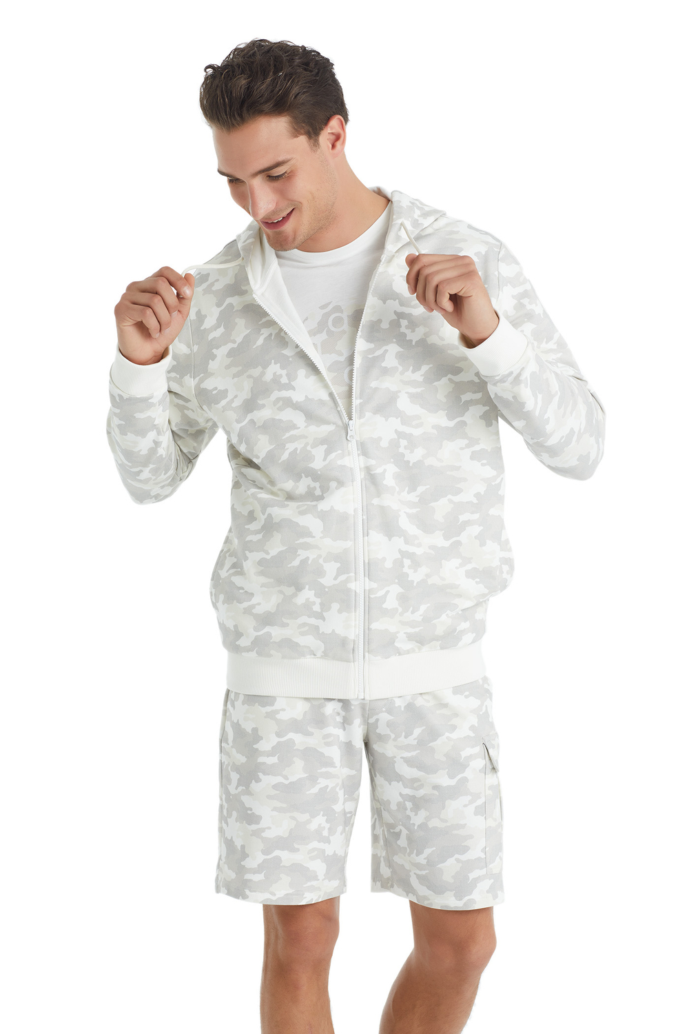 Толстовка на молнии Fresh Camo светло-серый