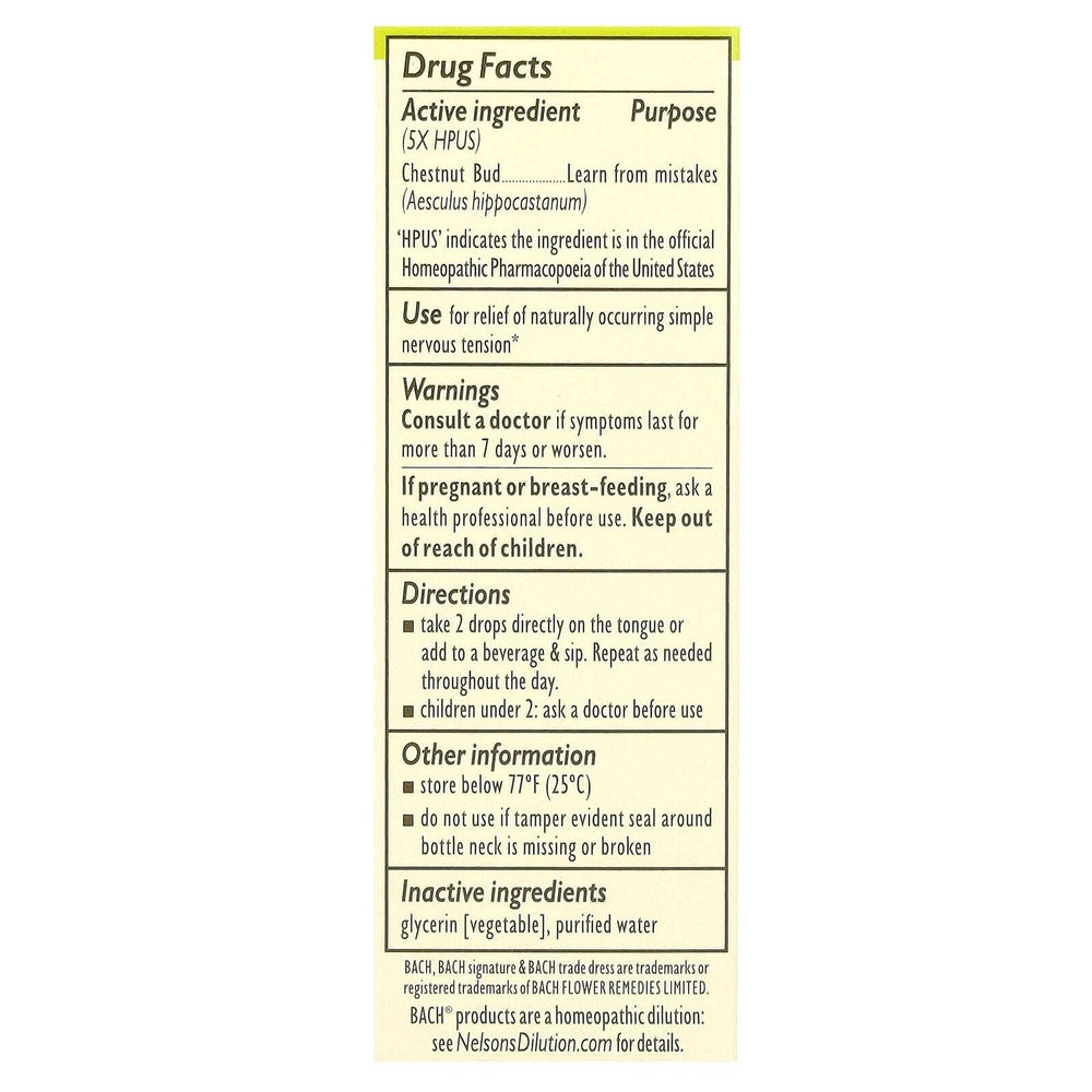 Bach, Original Flower Remedies, бутоны каштана, 10 мл (0,35 жидк. унции)