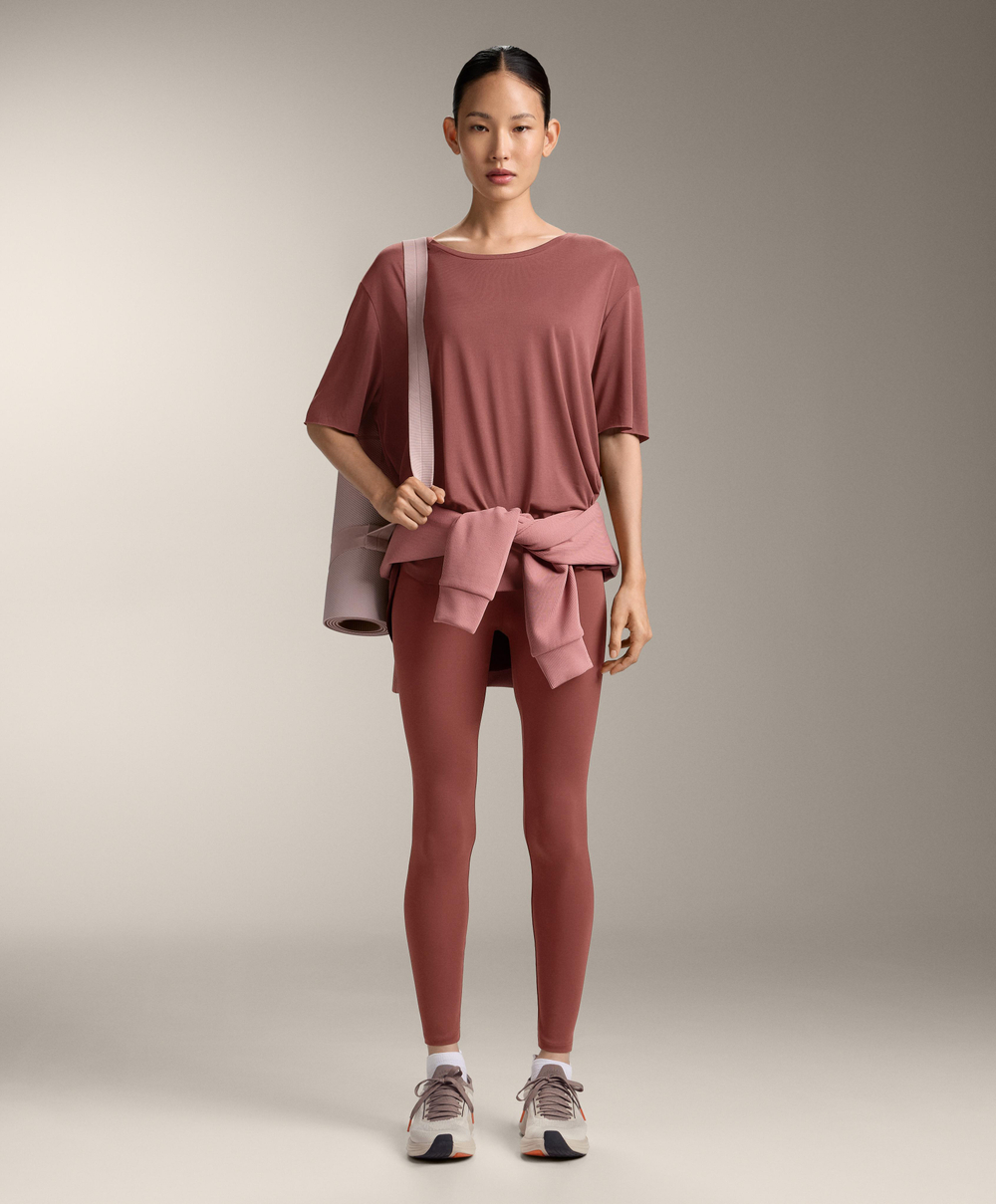 Oysho Футболка из модала с короткими рукавами, линялый махагон