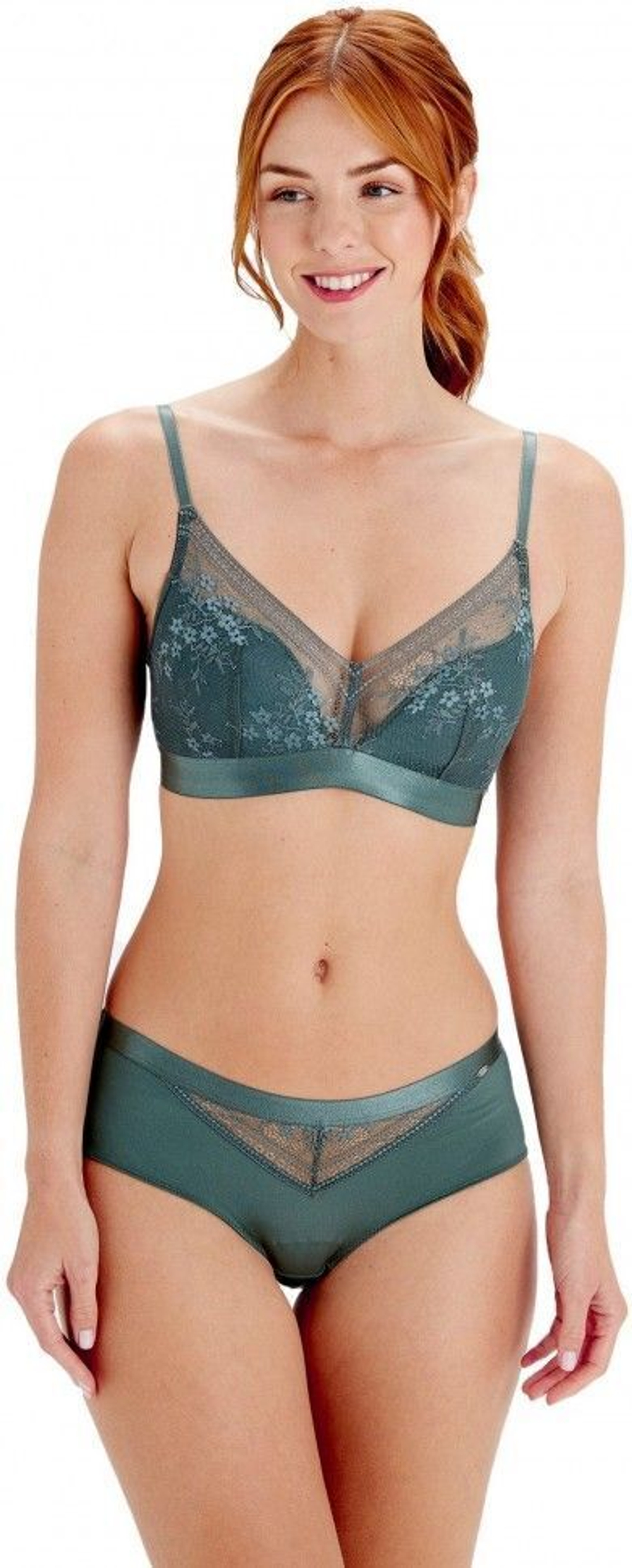 Трусики-шортики Botanical Lace (Размер: S) (Цвет: изумрудный)