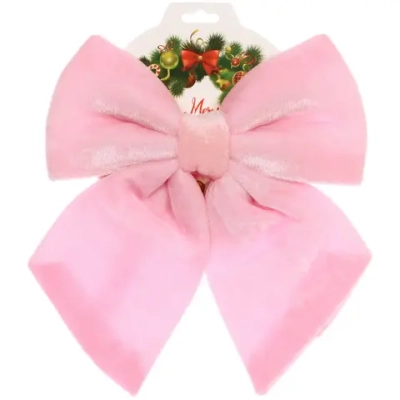 Бант на ёлку «Нежность» 20*25 см, Розовый