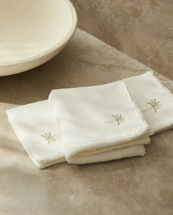 Zara Home - Набор полотенец для рук с вышитыми пальмами (комплект из 2 предметов)), белый, 30х30 см