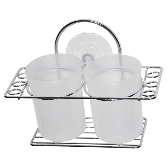 Стакан двойной для зубных щеток Besser BS 0127 (20х8,5х16 см) с хромированной подставкой