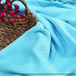 Муслин двухслойный гладь. цв.Небестно-голубой | ш.135 см | 120 г/м² | хлопок-100%