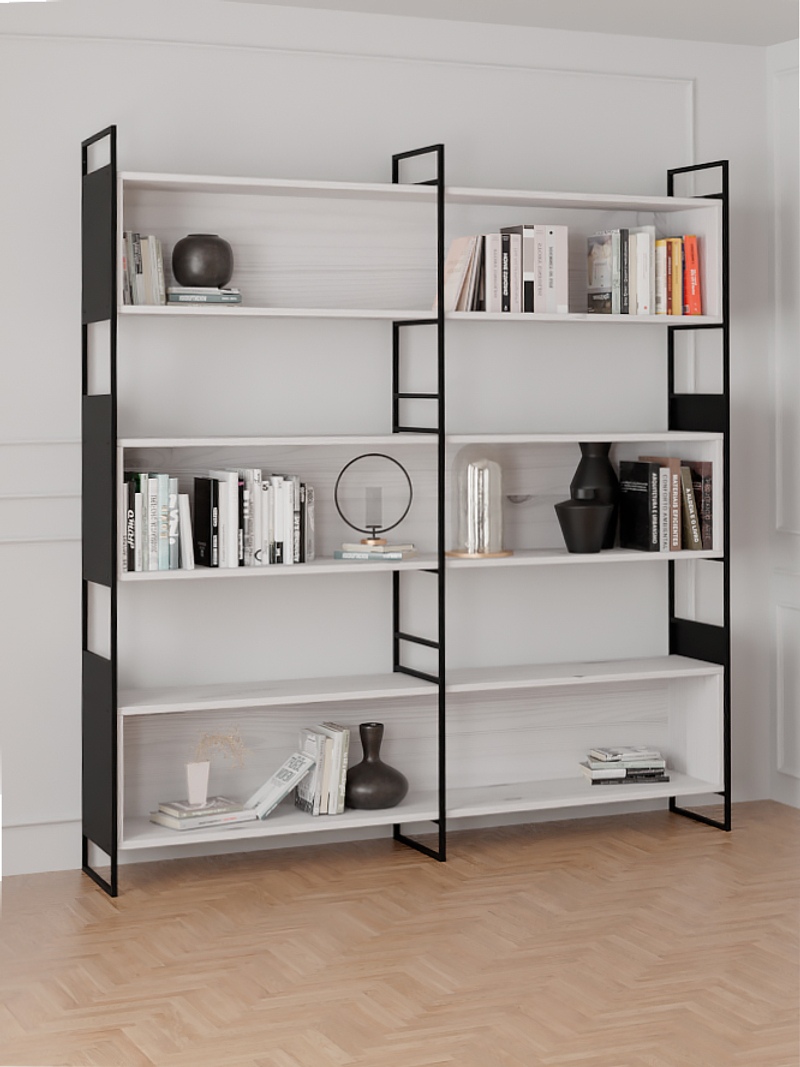 Стеллаж, 180х35х195, Бьерн, напольный, для книг, деревянный, в ванную и прихожую, для кухни, белый, La Redoute