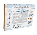 EWA Деревянная Карта Мира настенная, объемная 3 уровня, размер L (192x105 см), цвет синий