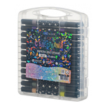 Фломастеры Basir, серия "Блёстки", разноцветные, двусторонние, в прозрачном пластиковом футляре, набор 36 шт