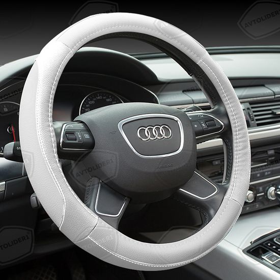 Оплетка на руль из экокожи для легковых авто, (диаметр руля 37-39 см)