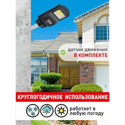 ЭРА Консольный светильник на солн. бат.,COB,20W,с датч. движения, ПДУ, 450 lm, 5000K, IP65