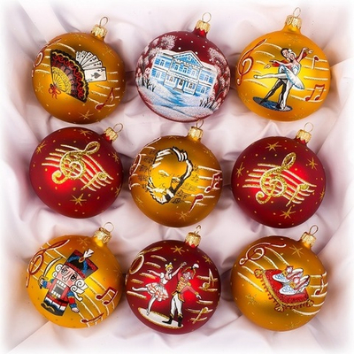 Набор стеклянных елочных шаров Творение 8 см, 9 шт