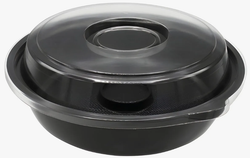 Контейнер КД-106 черн 850мл ДНО+КРЫШКА+Соусник (100/400)