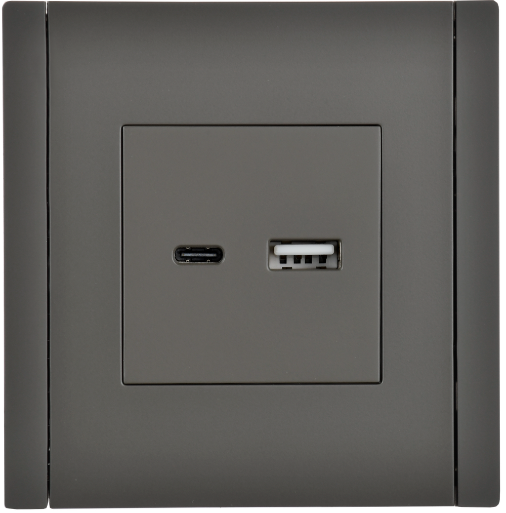 FORTE&PIANO Розетка USB A+C 18Вт FP351 серый IEK