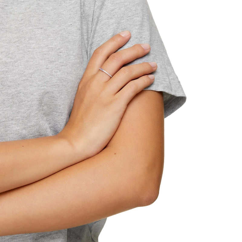 Кольцо Серебряный Тонкий Багет – Лавандовое