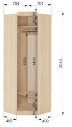 Шкаф угловой Кот №3  700*700 Туя светлая,Белый