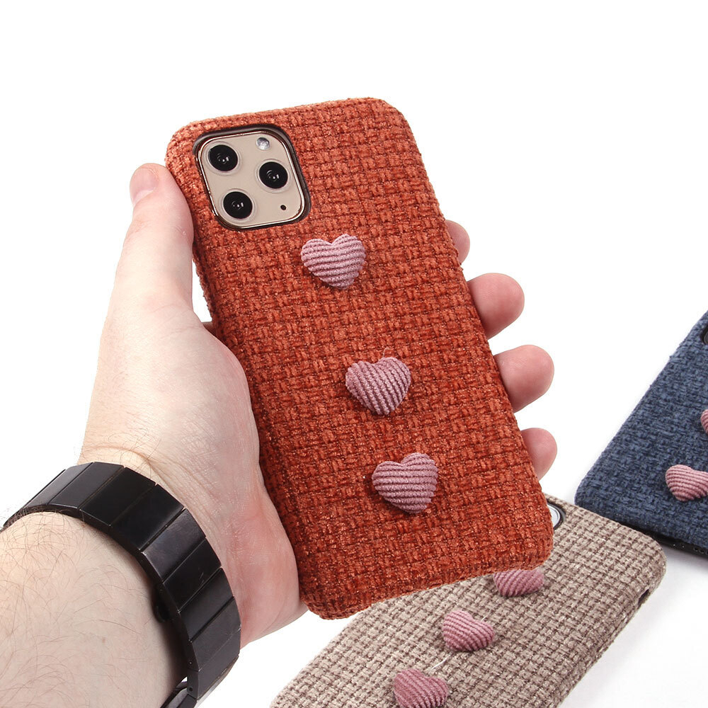 Чехол текстильный с сердечками для iPhone 11 Pro, 011569 Оранжевый