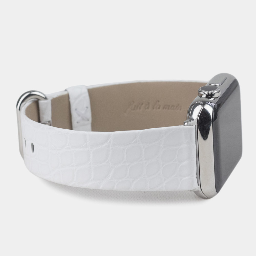 Ремешок для Apple Watch 40/41mm Classic из кожи аллигатора белого цвета