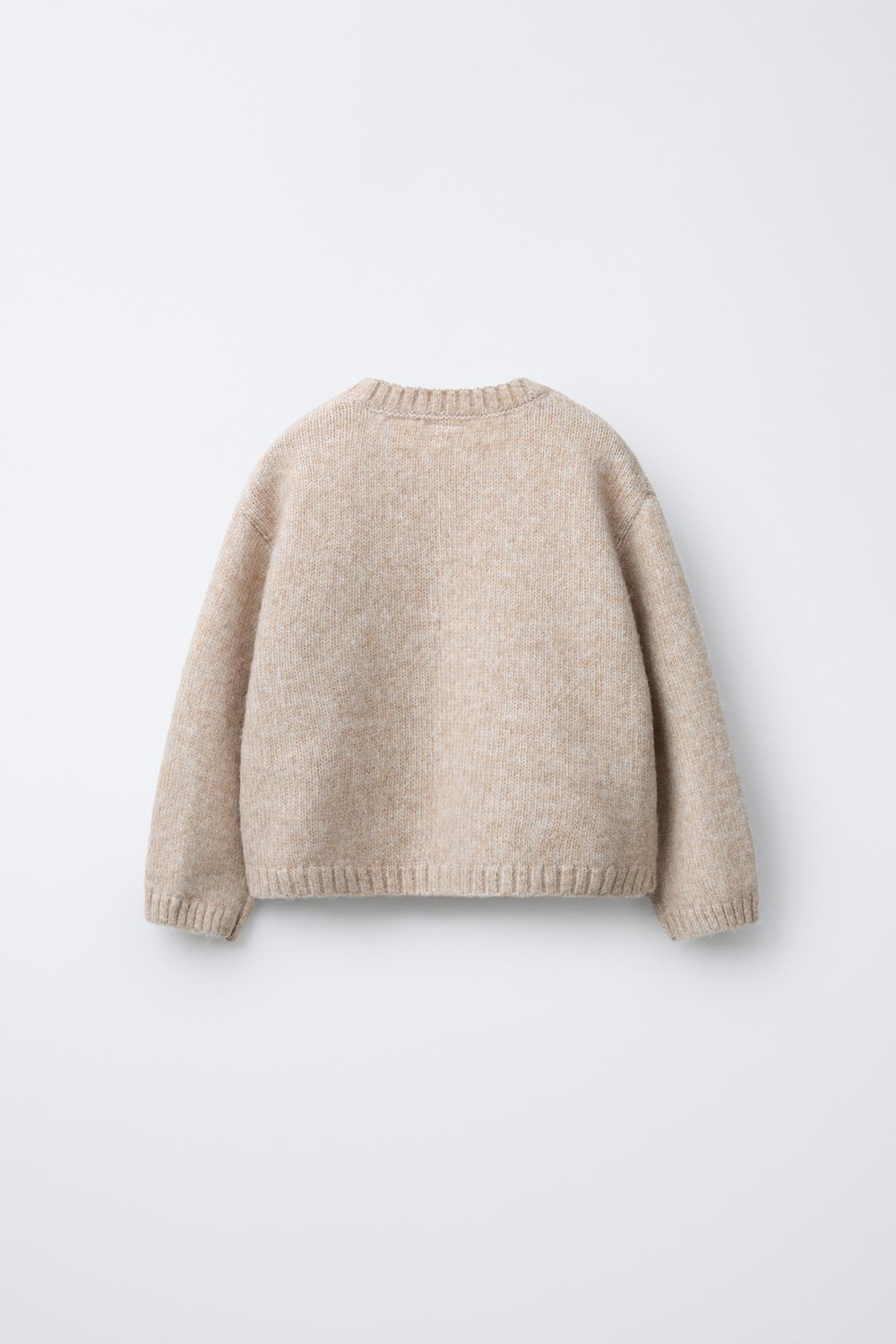 ZARA ТРИКОТАЖНЫЙ ДЖЕМПЕР С ВЫШИВКОЙ, ЭКРЮ