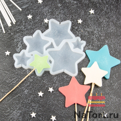 Силиконовая форма для леденцов «Звезды 6 в 1»