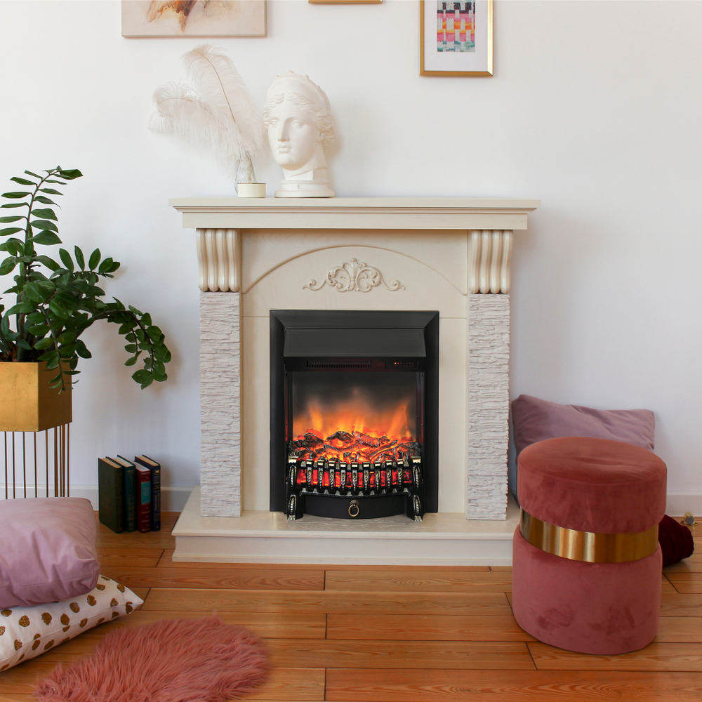 Каминокомплект Real Flame Corfino WT с очагом Fobos Lux Black RC